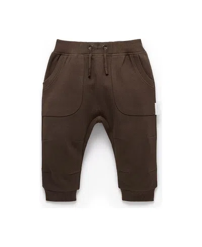 Purebaby Boys' Slouchy Track Pant - Baby, Little Kid In Brown