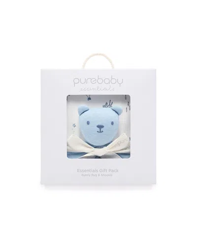 Purebaby Boys' Stretch Swaddle Wrap & Lovey Gift Pack - Baby In Blue