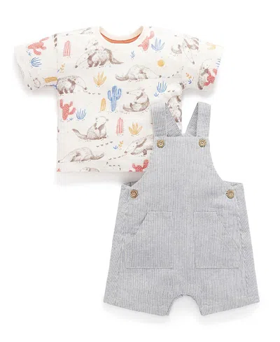 Purebaby Boys' Striped Overall Set - Baby In Multi