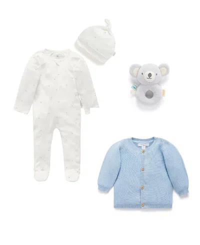 Purebaby Boys' Zip Footie & Cardigan Gift Set - Baby In Multi