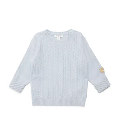 Purebaby Kids'  Cashmere Cable-knit Sweater In Blue