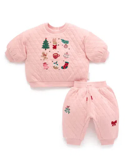 Purebaby Christmas Quilted Tracksuit In Pink