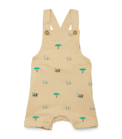 Purebaby Elephant Embroidered Dungarees (0-24 Months) In Beige