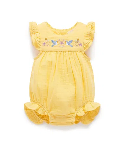 Purebaby Embroidered Bodysuit - Baby In Yellow