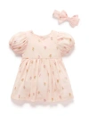 Purebaby Embroidered Dress & Headband In Neutral