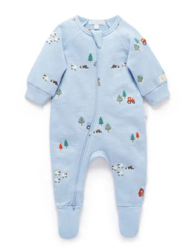 Purebaby Kids'  Embroidered Fleece Footie