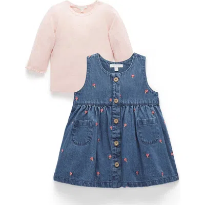 Purebaby Embroidered Pinnie & Top Set In Toadstool Broderie