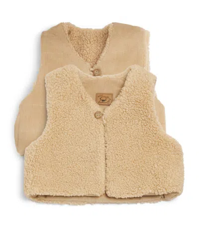 Purebaby Faux Shearling Reversible Gilet (0-24 Months) In Beige