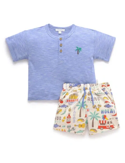 Purebaby Fiesta Resort Henley Top & Short Set In Multi