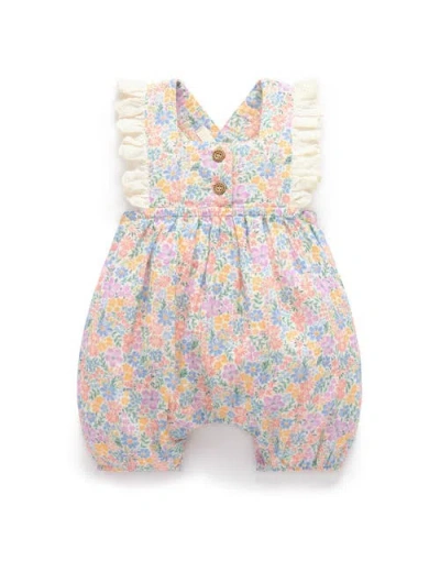 Purebaby Floral Frilly Romper In Multi