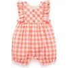Purebaby Gingham Romper In Red