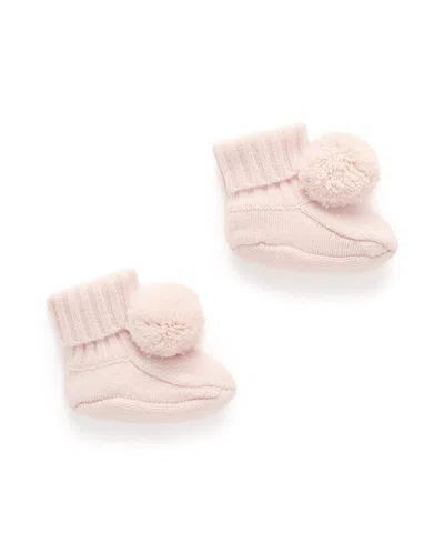 Purebaby Girls' Cashmere Booties - Baby In Pink