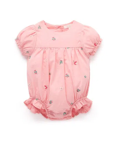 Purebaby Girls' Embroidered Floral Bodysuit - Baby In Multi