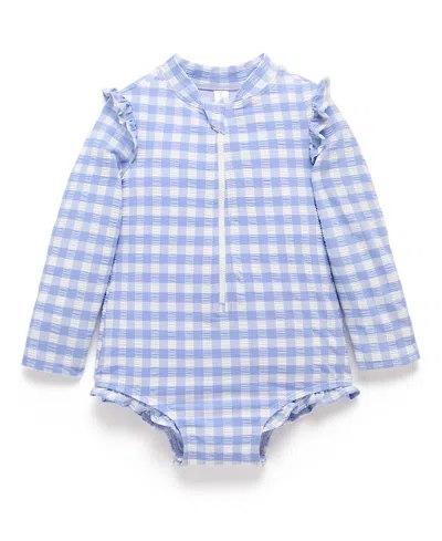 Purebaby Girls' Printed Frilly Long Sleeve Swimsuit - Baby, Little Kid In Multi