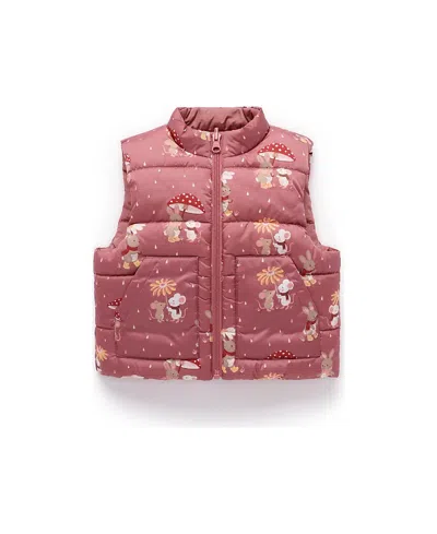 Purebaby Girls' Reversible Puffer Vest - Baby, Little Kid In Pink