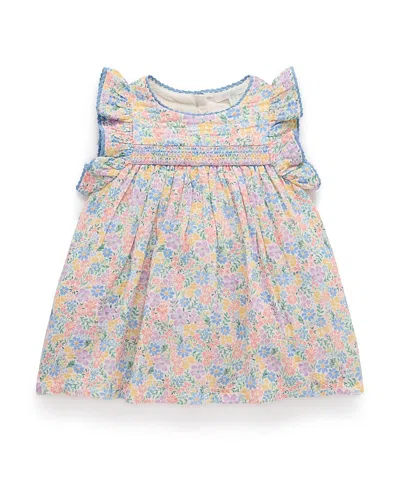 Purebaby Girls' Smocked Dress - Baby In Multi