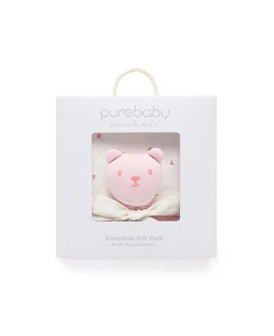 Purebaby Girls' Stretch Swaddle Wrap & Lovey Gift Pack - Baby In Pink