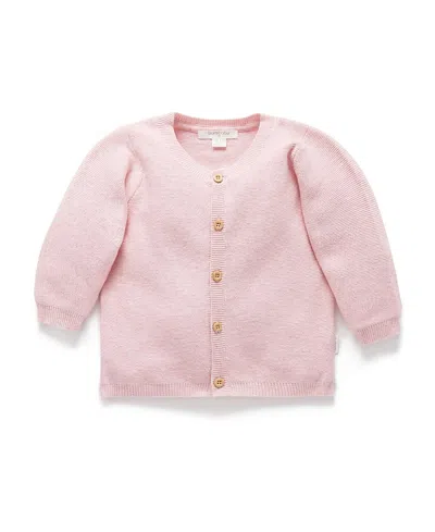 Purebaby Girls' Textured Knit Cardigan - Baby In Pink