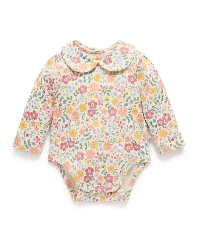 Purebaby Girls' Thick Bodysuit With Collar - Baby In Multi
