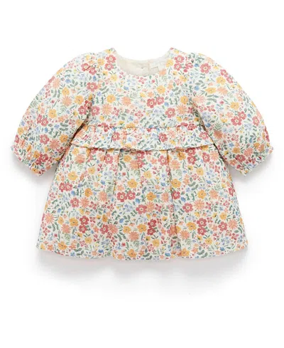 Purebaby Girls' Wild Flower Long Sleeve Dress - Baby, Little Kids In Multi