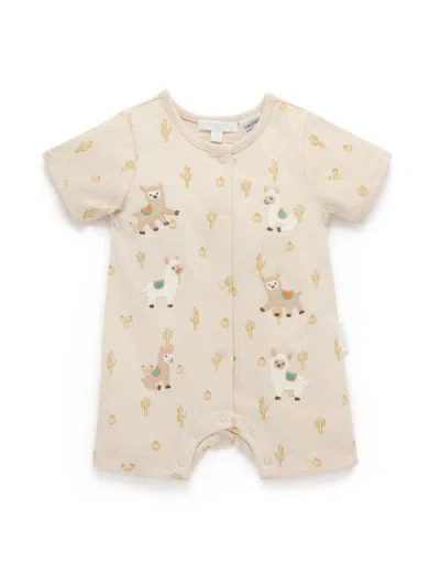 Purebaby Kids'  Llama Fiesta Short Romper In Neutral
