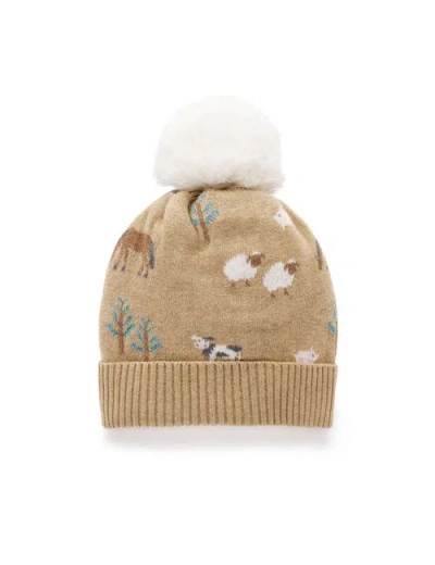 Purebaby On The Farm Beanie In Brown