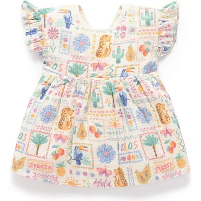 Purebaby Postcard Print Dress In Multi
