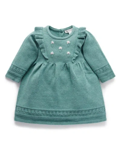 Purebaby Primrose Knitted Dress In Green