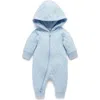 Purebaby Kids'  Quilted Hooded Coverall Onsie In Blue