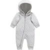 Purebaby Kids'  Quilted Hooded Coverall Onsie In Gray