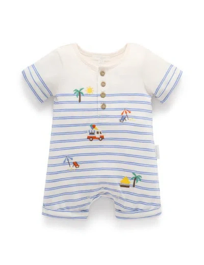 Purebaby Resort Striped Romper In Multi