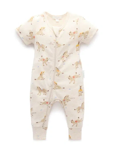 Purebaby Rib Short Sleeve Romper In White