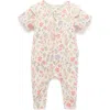 Purebaby Rib Zip Floral Romper In Multi