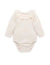Purebaby Ruffle Pointelle Bodysuit In Gray