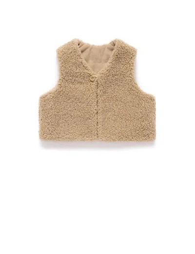 Purebaby Shearling Reversible Vest In Brown