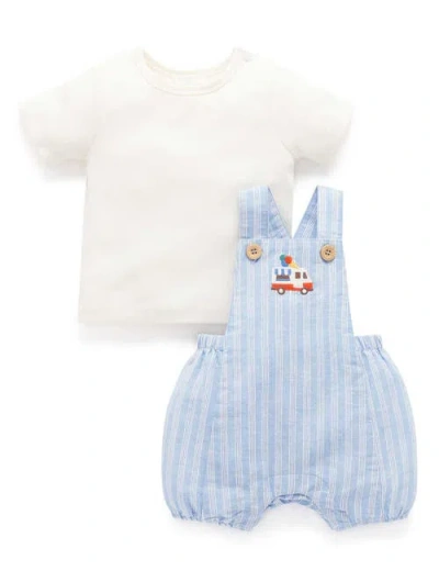 Purebaby Short Leg Overall Set In Multi