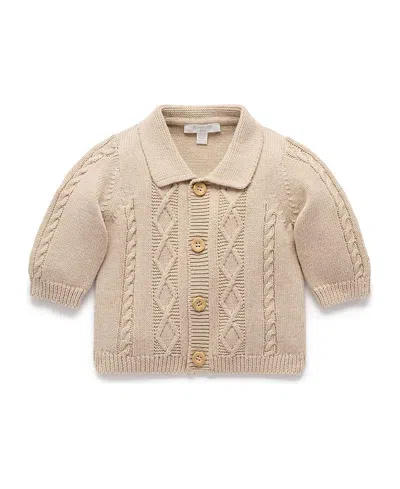 Purebaby Unisex Cable Cardigan - Baby In Pink
