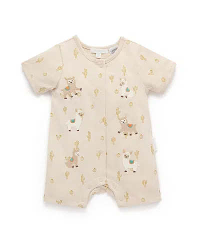Purebaby Unisex Llama Fiesta Short Romper - Baby In Multi