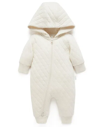 Purebaby Unisex Quilted Coverall - Baby In White