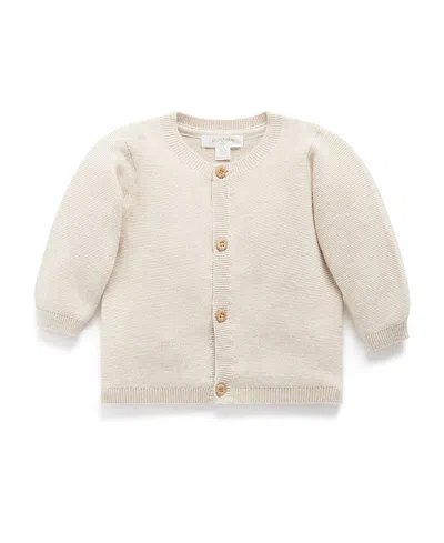 Purebaby Unisex Textured Knit Cardigan - Baby In White
