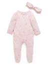 Purebaby Zip Growsuit & Headband Set In Pink