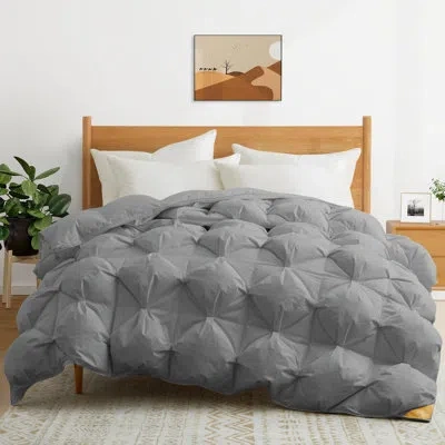 Puredown All Season 90% Down Comforter With 300 Tc Organic Cotton Fabric In Gray