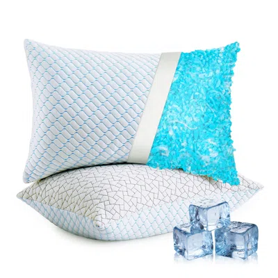 Puredown Cooling 2 Pack Memory Foam Pillows In Blue