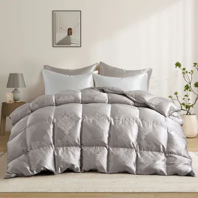 Puredown Luxurious Silk-covered Down Comforter - Premium Warmth And Elegance For All Seasons In Gray