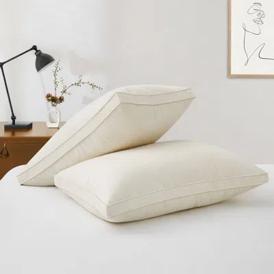 Puredown Organic Cotton 3-chamber Gusseted White Duck Down And Gray Goose Feather Pillows, Set Of 4 In Animal Print