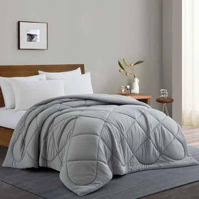 Puredown Peace Nest Ultra Soft Cover Reversible Waffle Comforter, King Or Queen Size In Gray