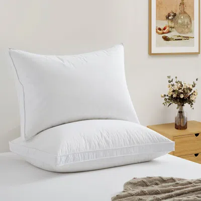 Puredown Plush-firm Goose Down & Feather Pillow In White