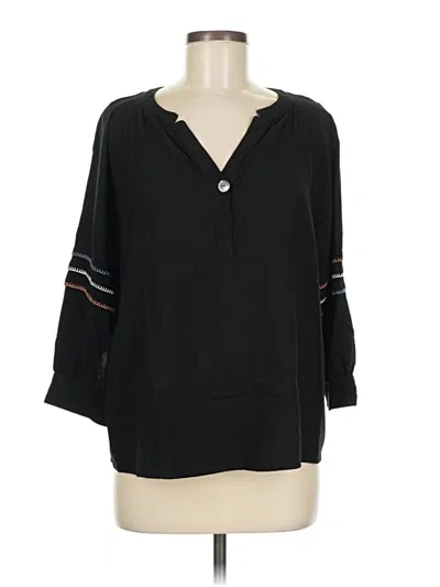 Pre-owned Purejill 3/4 Sleeve Blouse In Black