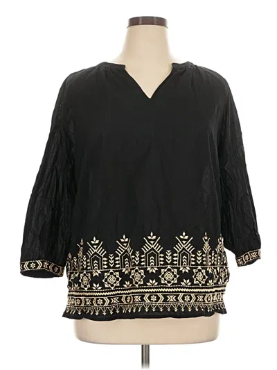 Pre-owned Purejill 3/4 Sleeve Blouse In Black