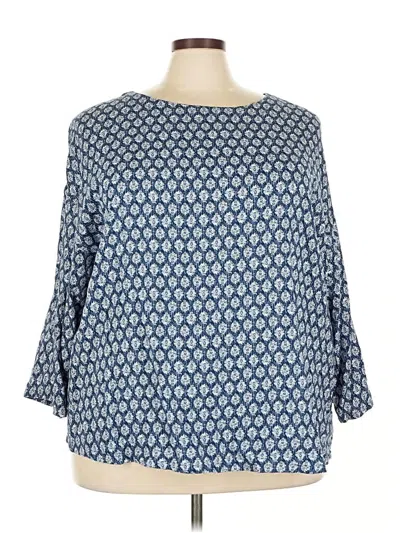 Pre-owned Purejill 3/4 Sleeve Blouse In Blue
